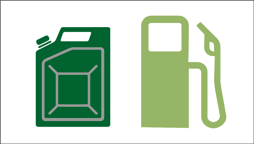 Kanister und Tankstelle