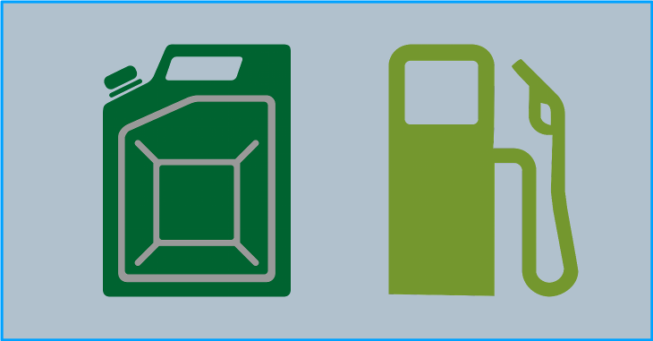 Kanister und Tankstelle